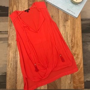 Ella Moss Bright Red Drape Front Top